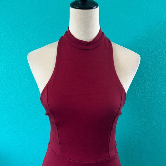 Lulus Double Hex Wine Red Bodycon Dress Backless Open Back Mini Cocktail Size S - Picture 4 of 9